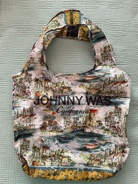 Two each Johnny Was California Scenic Tote in Teal, Yellow, Pink, Green